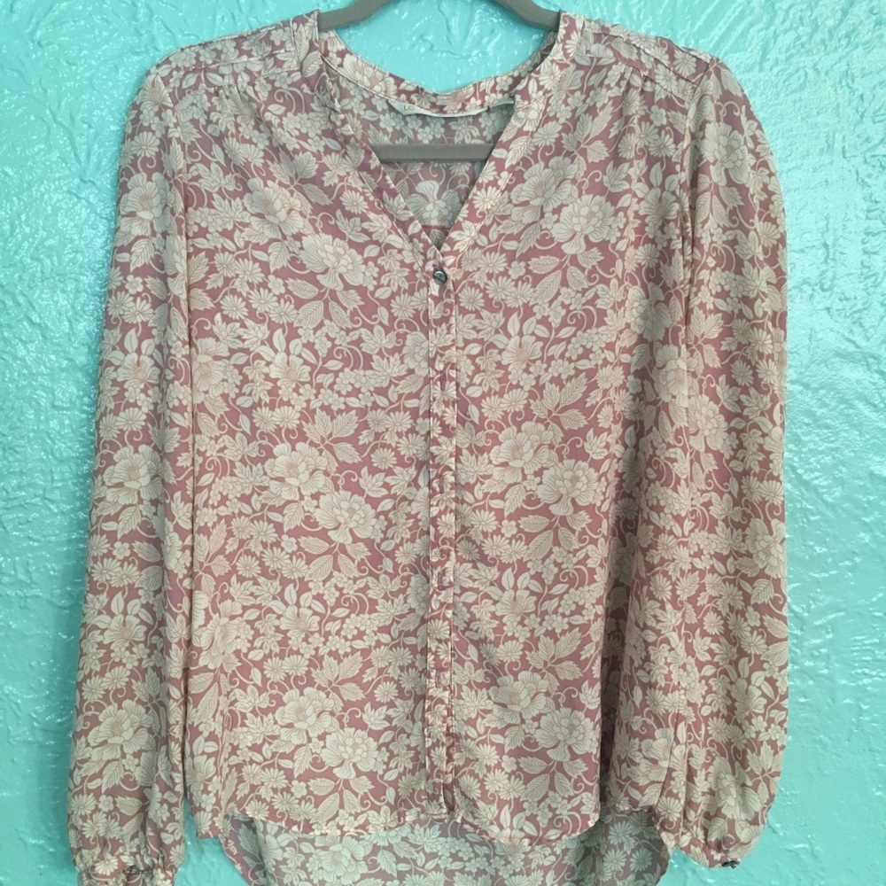 Pink flowered Lauren Conrad Blouse S Small